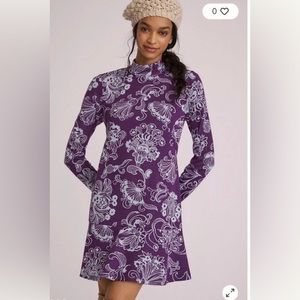 By Anthropologie Purple Mock Neck Sweater Dress